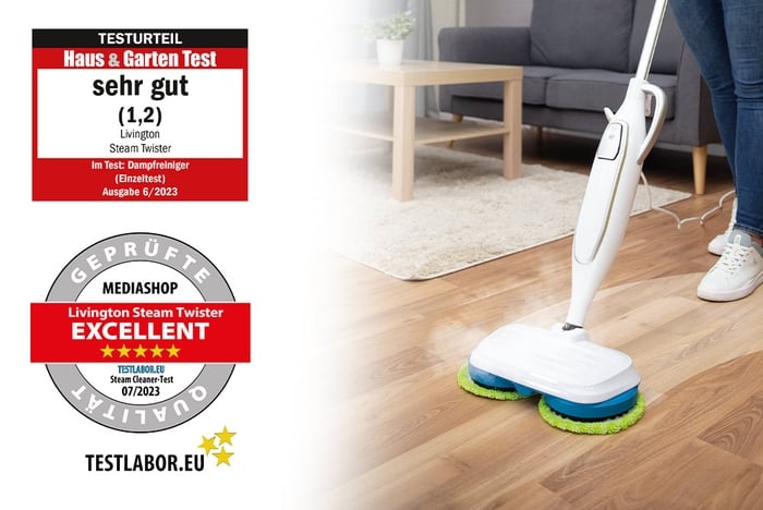 Testsiegel für den Livington Steam Twister Dampfreiniger