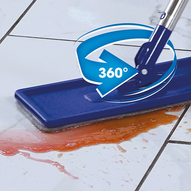 Der Mop-Kopf ist 360 Grad drehbar und kommt in jede Ecke