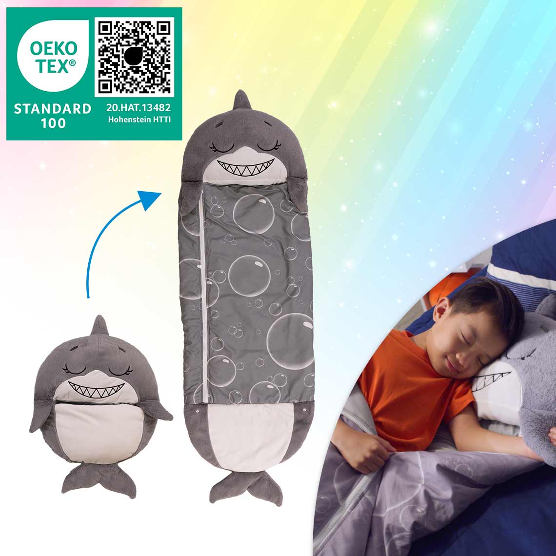 Happy Nappers Kinderschlafsack Hai grau Medium – Mediashop