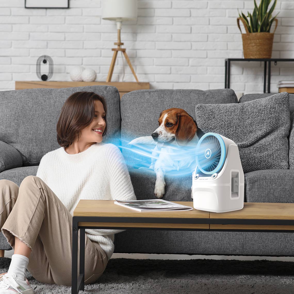 Livington IceJet Verdunstungskühler & Ventilator mit LED & Sprühnebelfunktion