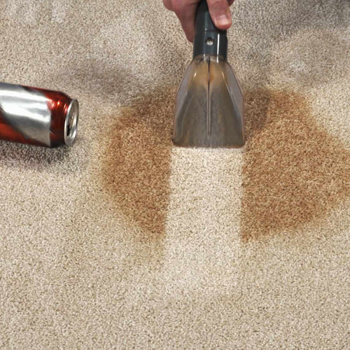 Livington Spot Blast entfernt Flecken von einem hellen Teppich nach dem Verschütten eines Getränks.