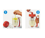 1. Zutaten einfüllen, 2. mit dem Mixer vermengen – der Teigspender ist sofort einsatzbereit.