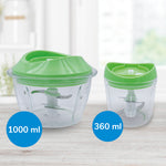 Die Livington MagiCut Zerkleinerer sind in 1000 ml und 360 ml erhältlich – ideal für große und kleine Mengen.