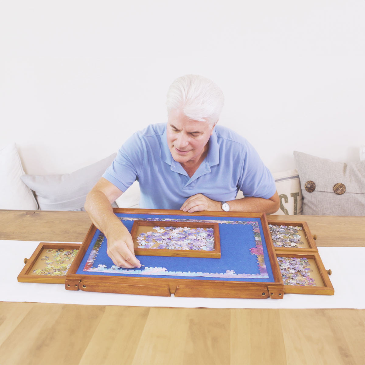 Puzzable Puzzletisch mit Schublade 500 Teile inkl. LED-Lampe
