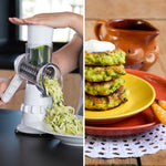 Mit dem Sumo Slicer wird Zucchini geraspelt, aus der anschließend Gemüsepuffer zubereitet werden.