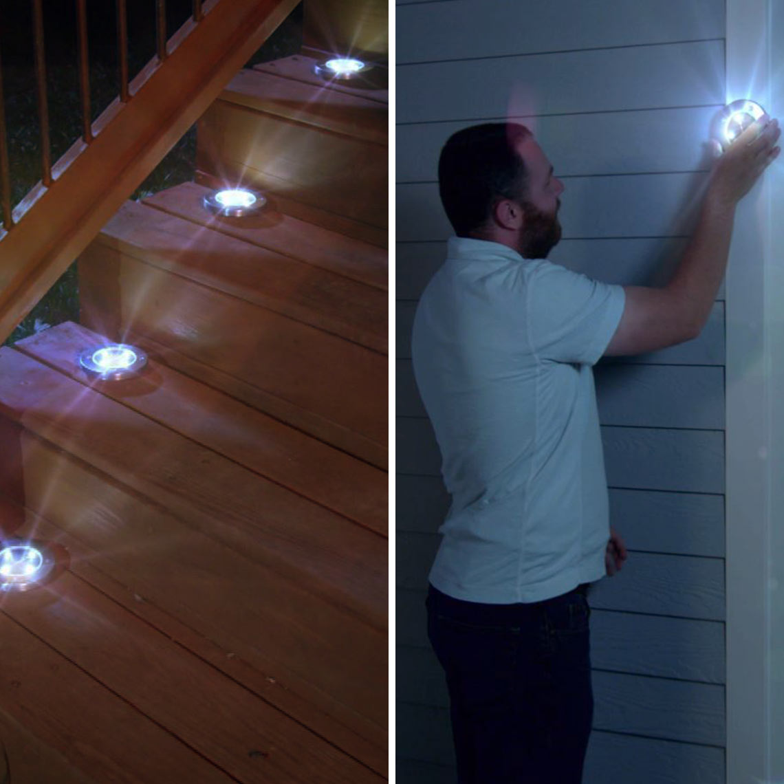 Disk Lights Stone sorgen für sichere Beleuchtung auf Treppen und können auch an der Wand montiert werden.