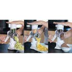 Mit dem Sumo Slicer werden Zucchini, Kartoffeln und Schokolade geschnitten oder gerieben