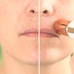 Oberlippe im Vorher-nachher-Vergleich: Der Roxy Pocket Shaver entfernt feine Härchen gründlich und hautschonend.