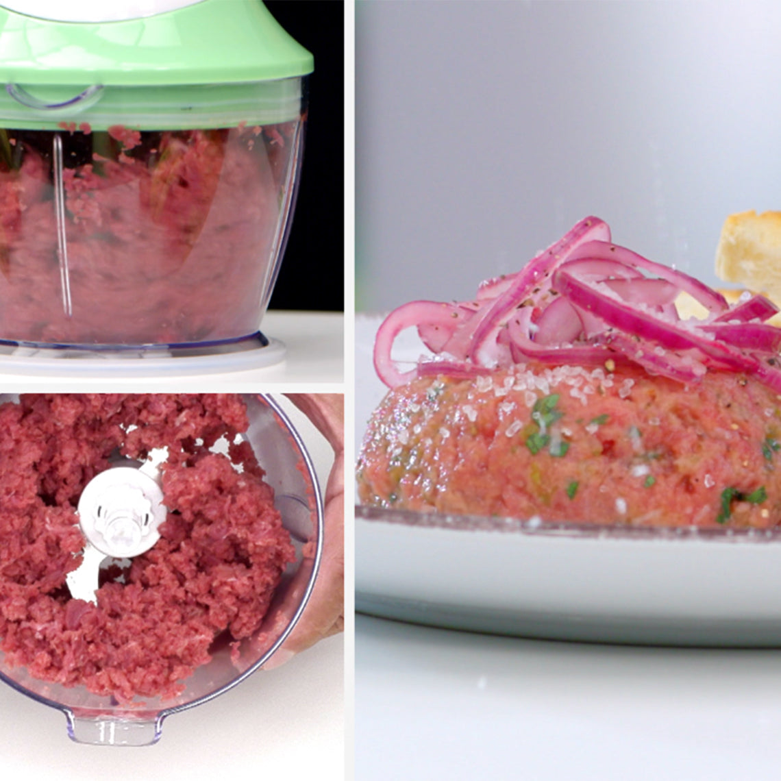 Livington MagiCut zerkleinert Fleisch zu feiner Masse – ideal für hausgemachtes Tatar und frische Fleischgerichte.
