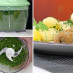 Kräuter mühelos mit dem Livington MagiCut zerkleinern – ideal für frische Kartoffelbeilagen.