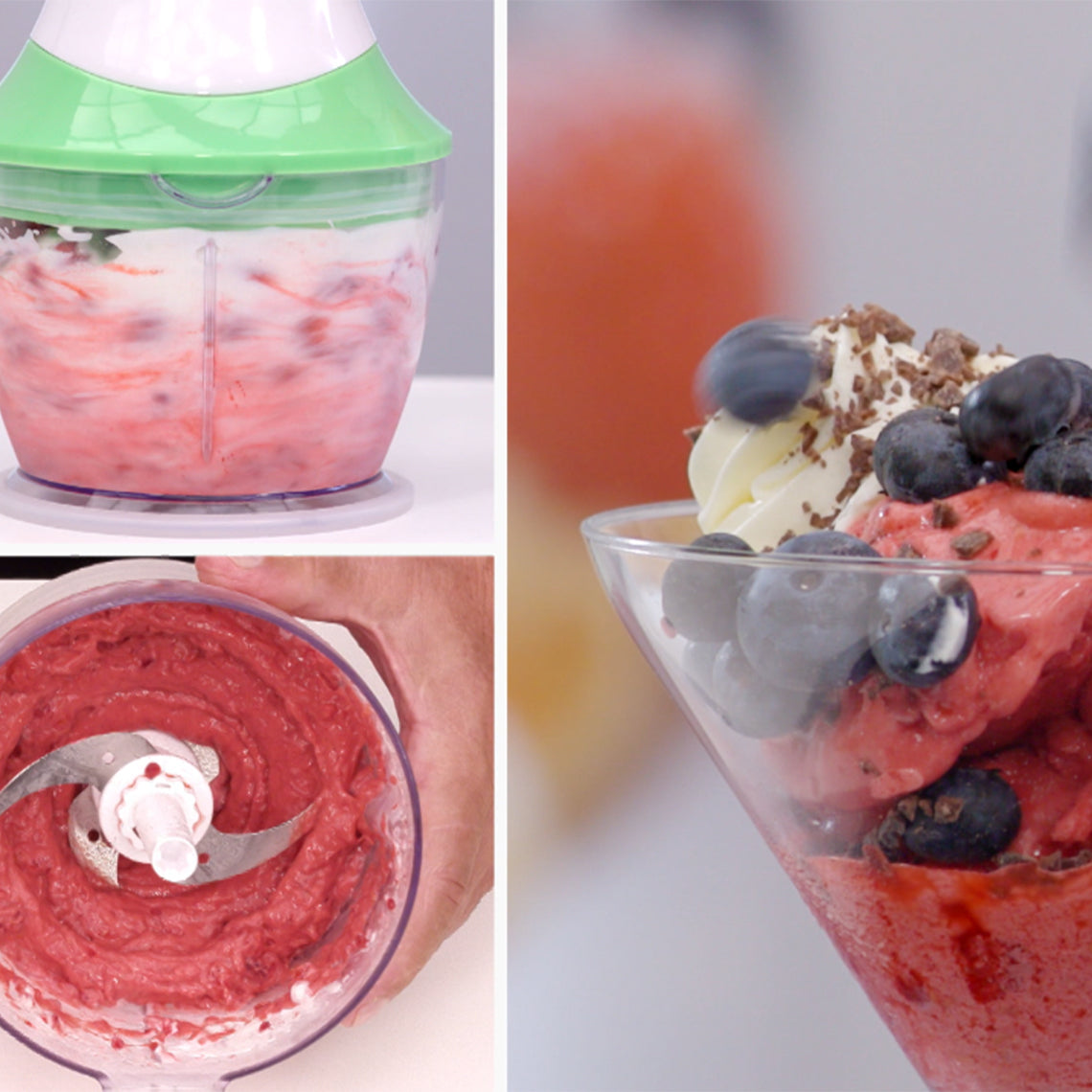 Fruchteis im Handumdrehen mit dem Livington MagiCut zubereitet – cremig, frisch und lecker.