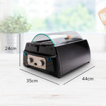 Der kompakte Rotisserie Chef misst 44 × 35 × 24 cm – ideal für jede Küche.