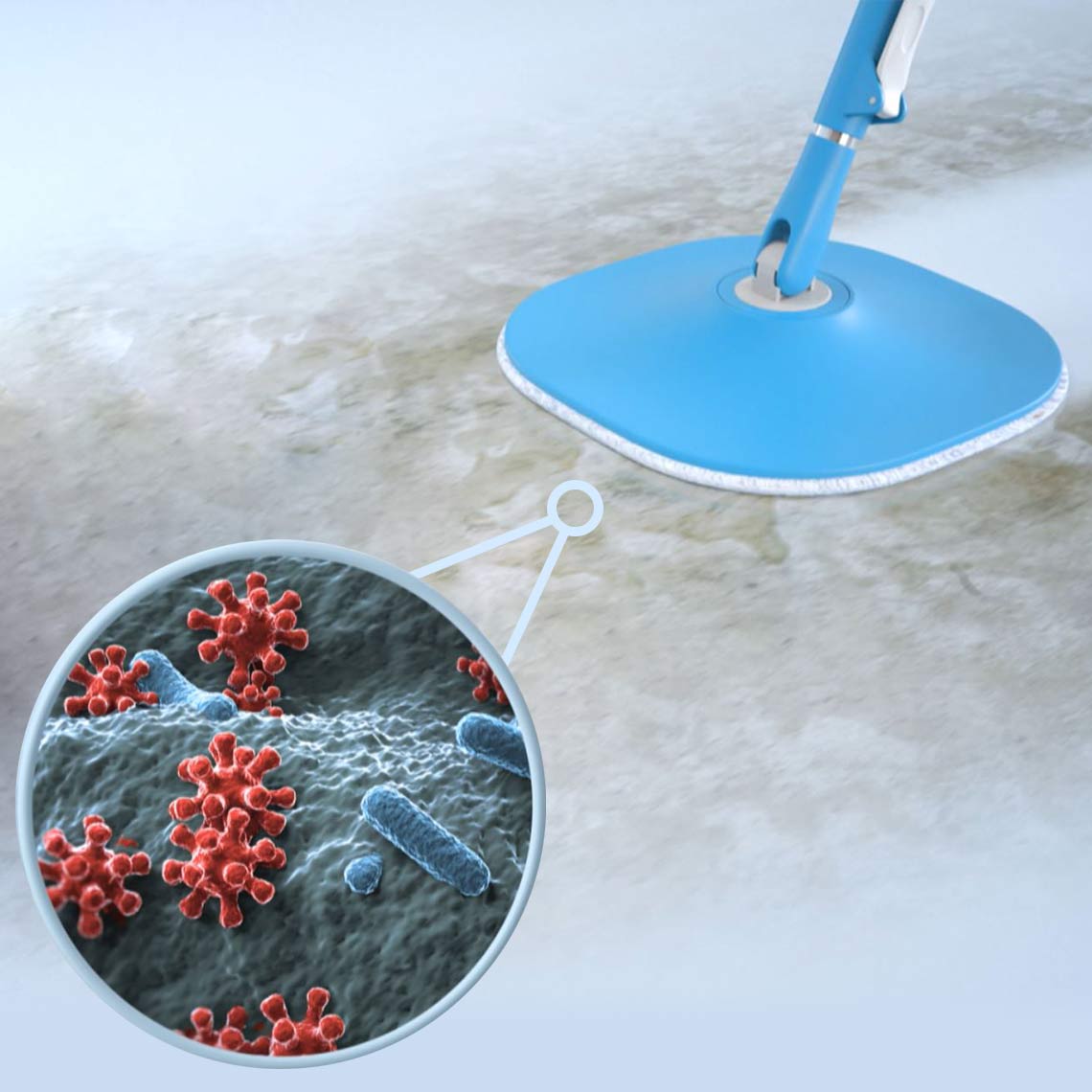 Livington Clean Water Spin Mop entfernt Schmutz und Bakterien effektiv für hygienisch saubere Böden.