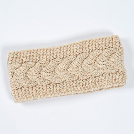 Stirnband mit Zopfmuster, beige