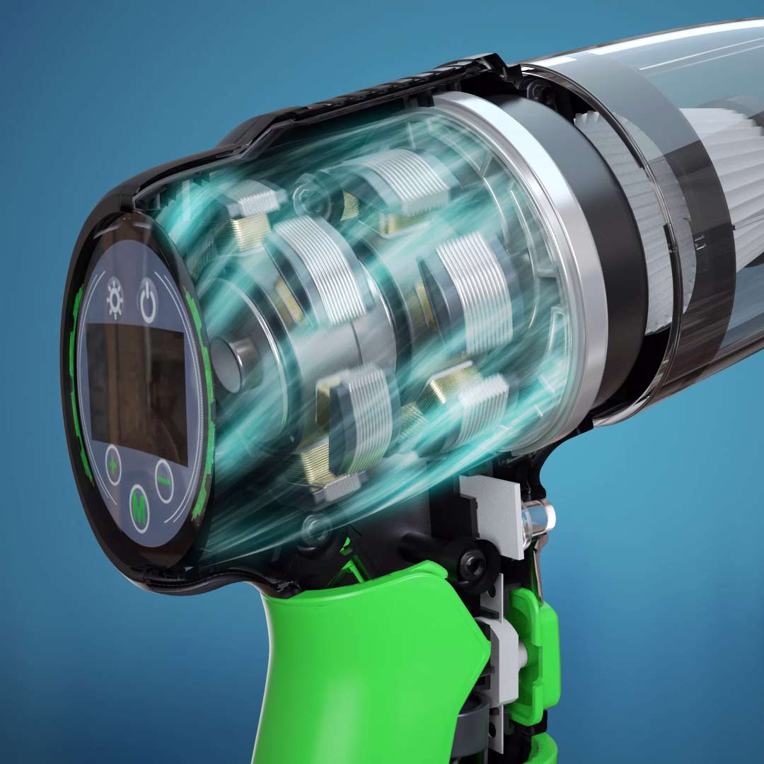 Der Hammersmith AirStorm zeigt das leistungsstarke Innenleben mit Multikompressor-Technologie.