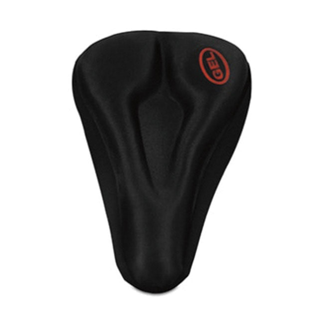 Schwarzer Gel-Sattelbezug in ergonomischer Form für Fahrradsättel.