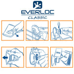Montageanleitung für Everloc Classic: Oberfläche reinigen, andrücken, verriegeln – hält sicher ohne Bohren.
