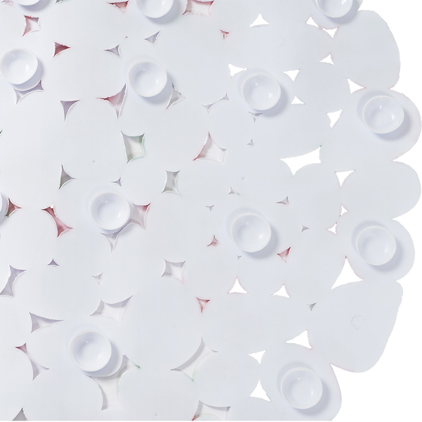 Rückseite einer Badewannenmatte mit mehreren Saugnäpfen zur rutschfesten Befestigung.