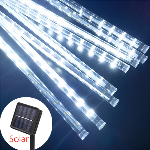 8 leuchtende Solar-LED-Meteorshower-Stäbe mit Solar-Panel