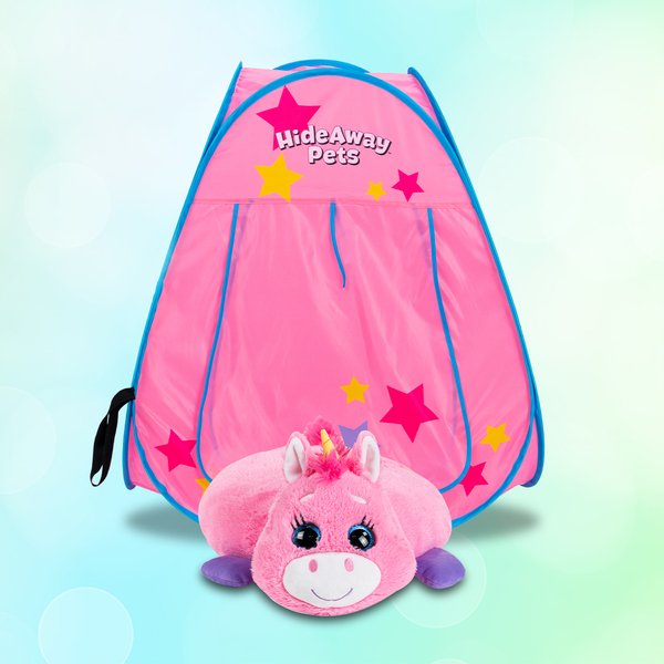 Hideaway Pets Kuscheltier mit entnehmbarem Spielzelt  Einhorn