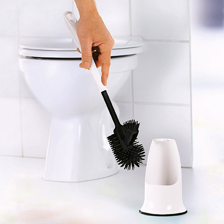 WC-Hygienebürste mit flexibler Spitze – für gründliche Reinigung, mit Halter.