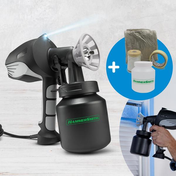 Hammersmith PaintBlast Farbsprühsystem Mega-Spar-Set mit 2 Farbbehältern & Maler Abdeck-Set