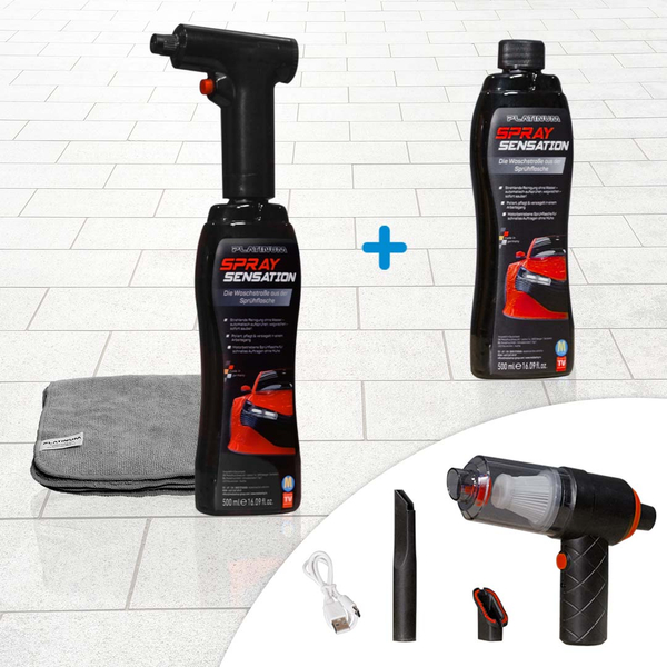 Platinum SpraySensation Autopflege mit Sprühflasche 1+1 GRATIS inkl. Akku Handstaubsauger