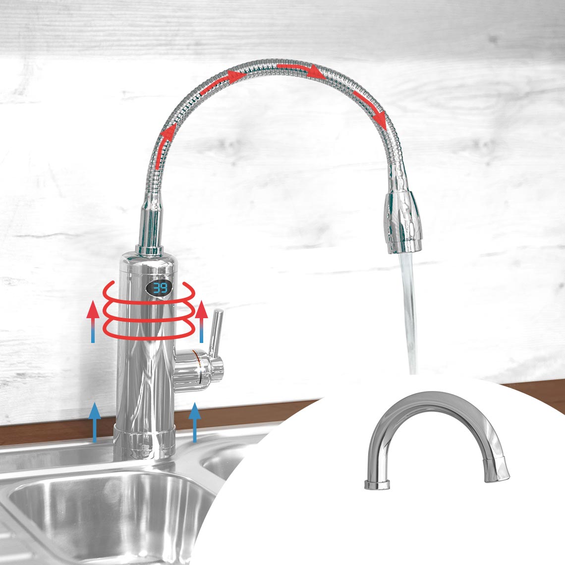 Aquadon SmartHeater Multi-Head Wasserhahn mit integriertem  Durchlauferhitzer | MediaShop