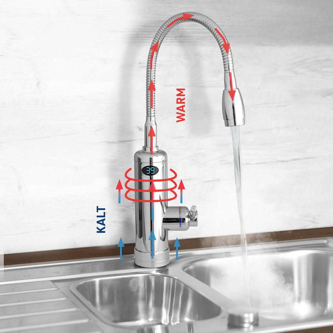 Aquadon SmartHeater Flex-Head Wasserhahn mit integriertem Durchlauferhitzer  | MediaShop